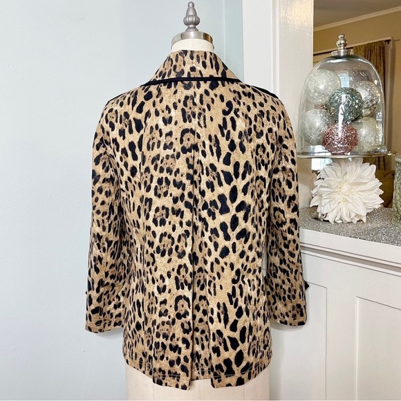 White House Black Market Leopard Print Jacket 4 Small - Picture 10 of 16